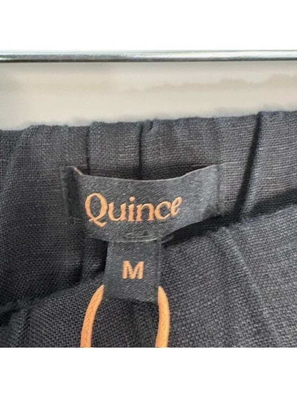 Quince Pants Womens M Black Linen Tapered Ankle Pull On Elastic Waist Pockets